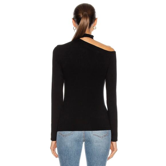 ENZA COSTA Detached Mockneck Top Womens Large Black Brushed Cotton Long Sleeve - Picture 3 of 16